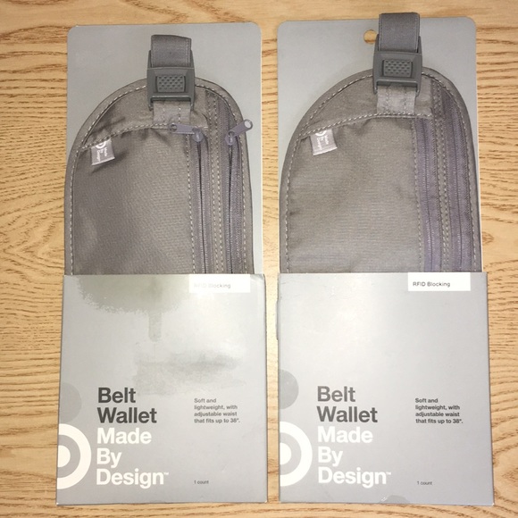 New Gray Belt Wallet RFID Blocking Soft Fit to 38” Traveling Concerts Etc - Picture 2 of 7